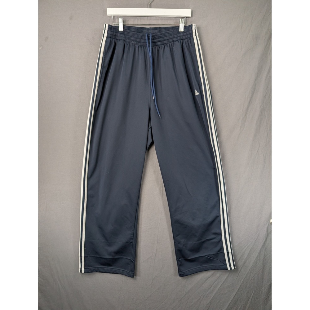Adidas Mens Navy Blue 3 Stripe Track Pants XL Wide Leg Loose Fit